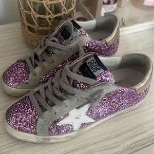 X REVOLVE Authentic Golden Goose Superstar Sneaker in Purple, White, & Platinum